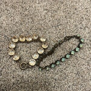 Chic Gold and Green Crystal Bracelet Duo